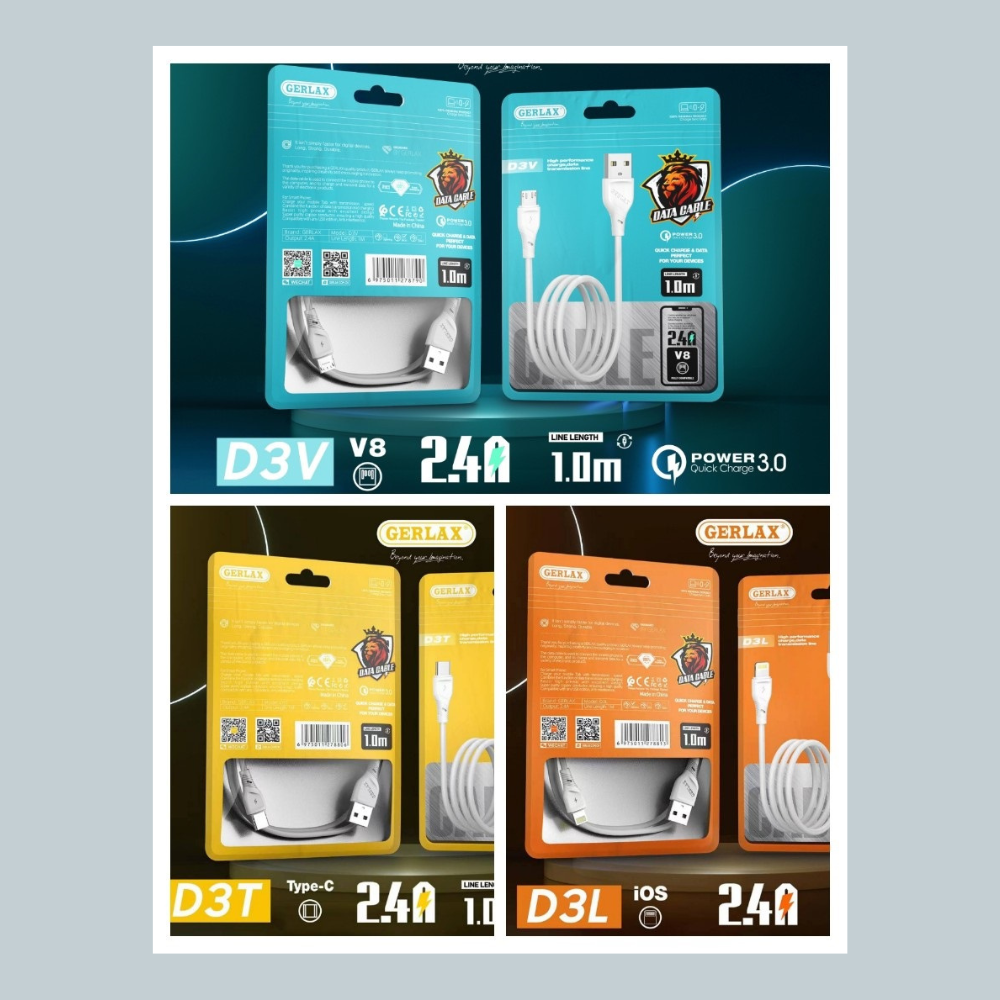 GERLAX Universal Cable 1M ( TYPE-C,MICRO,iOS)